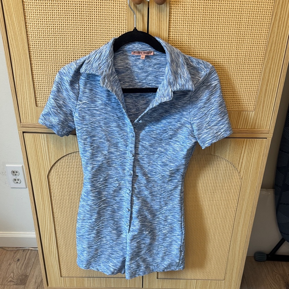 Blue Button-Up romper - Picture 2 of 3